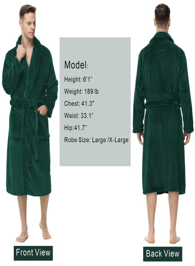 Yurhap Mens Fleece Robe, Soft Plush Robe for Men, Fluffy Bathrobe with Belt & 2 Pockets, Green, 2X-3X - Image 3